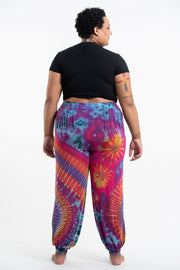 Plus Size Tie Dye Cotton Women Harem Pants in Pink