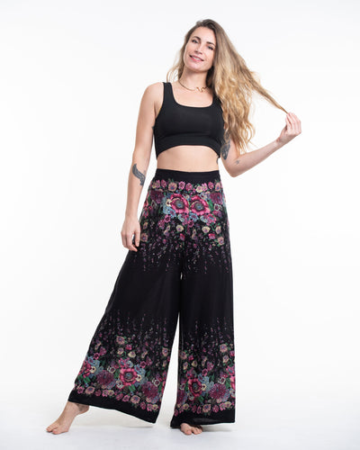 Floral Palazzo Style Harem Pants in Black