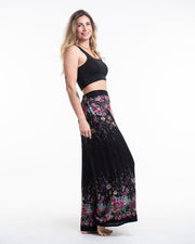 Floral Palazzo Style Harem Pants in Black