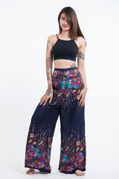 Floral Palazzo Style Harem Pants in Blue