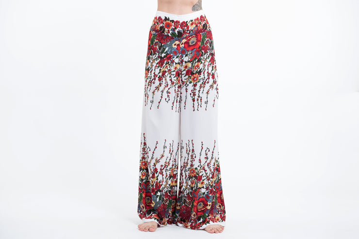 Floral Palazzo Style Harem Pants in White