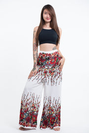 Floral Palazzo Style Harem Pants in White