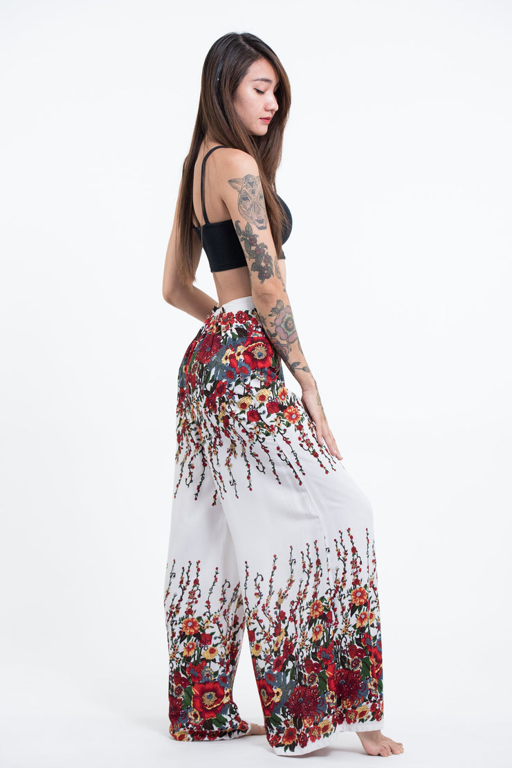 Floral Palazzo Style Harem Pants in White