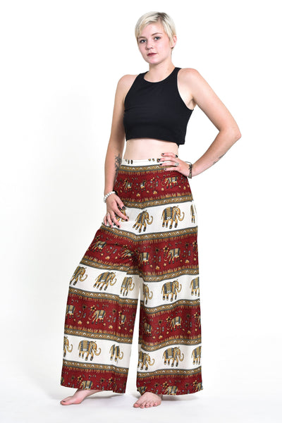 Elephant Bliss Palazzo Style Elephant Pants in Red