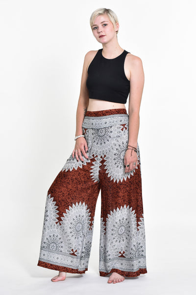 Marble Mandalas Palazzo Style Harem Pants in Brown