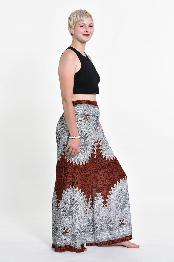 Marble Mandalas Palazzo Style Harem Pants in Brown