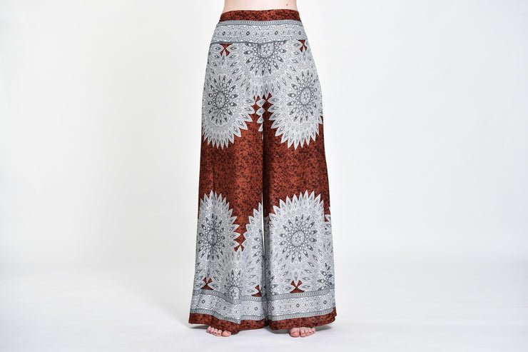 Marble Mandalas Palazzo Style Harem Pants in Brown