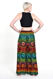 Rainbow Elephant Palazzo Style Elephant Pants in Orange