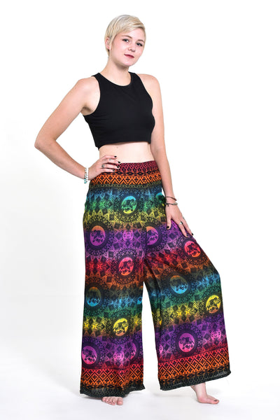 Rainbow Elephant Palazzo Style Elephant Pants in Purple