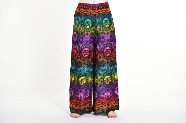 Rainbow Elephant Palazzo Style Elephant Pants in Purple