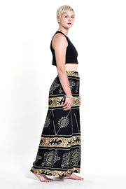 Turtle Print Palazzo Style Harem Pants in Gold