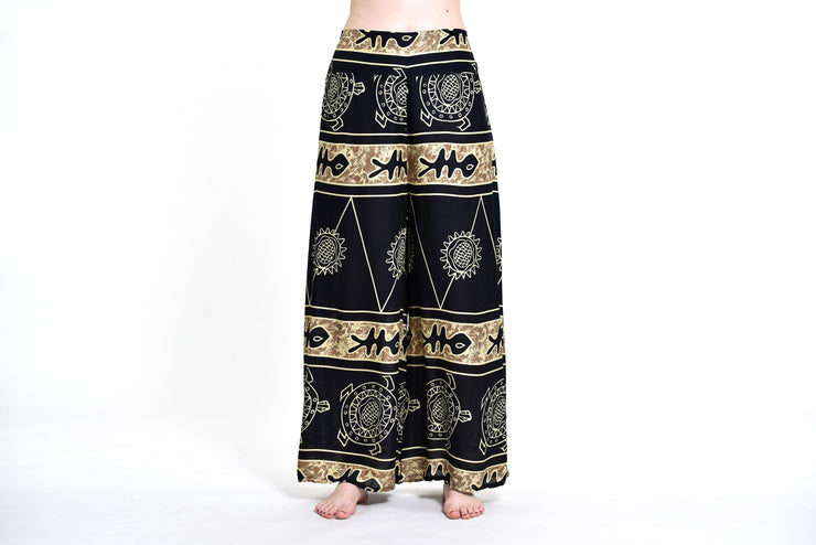 Turtle Print Palazzo Style Harem Pants in Gold