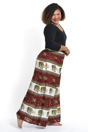 Plus Size Elephant Bliss Palazzo Style Elephant Pants in Red