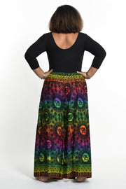 Plus Size Rainbow Elephant Palazzo Style Elephant Pants in Green