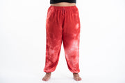 Plus Size Tie Dye Drawstring Women's Yoga Massage Pants in Red