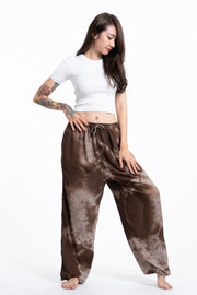 Tie Dye Drawstring Women's Yoga Massage Pants in Brown