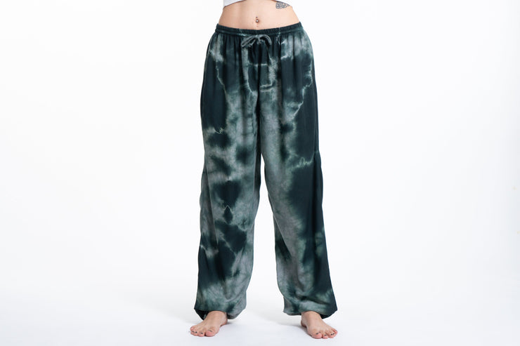 Tie Dye Drawstring Women's Yoga Massage Pants in Dark Teal