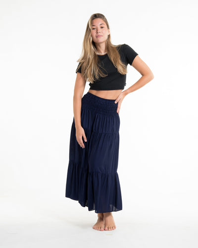 Solid Color Midi Skirt in Blue