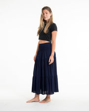 Solid Color Midi Skirt in Blue