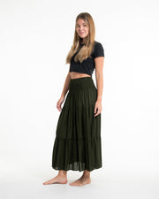 Solid Color Midi Skirt in Dark Green