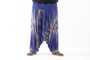 Plus Size Diamond Peacock Drop Crotch Men's Harem Pants in Blue