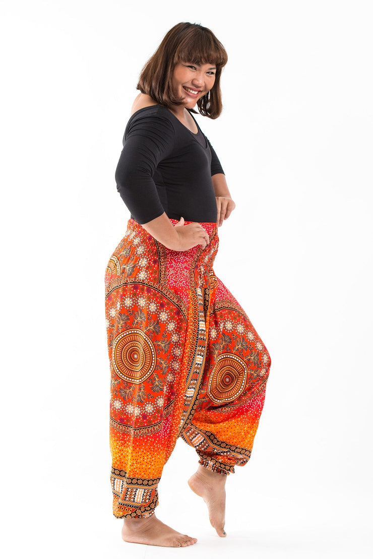 Plus Size Tribal Chakras 2-in-1 Jumpsuit Harem Pants in Orange