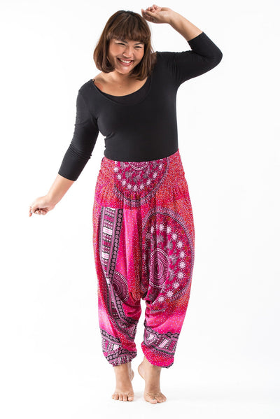 Plus Size Tribal Chakras 2-in-1 Jumpsuit Harem Pants in Pink