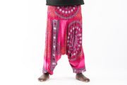 Plus Size Tribal Chakras Drop Crotch Men's Harem Pants in Pink