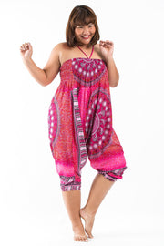 Plus Size Tribal Chakras 2-in-1 Jumpsuit Harem Pants in Pink