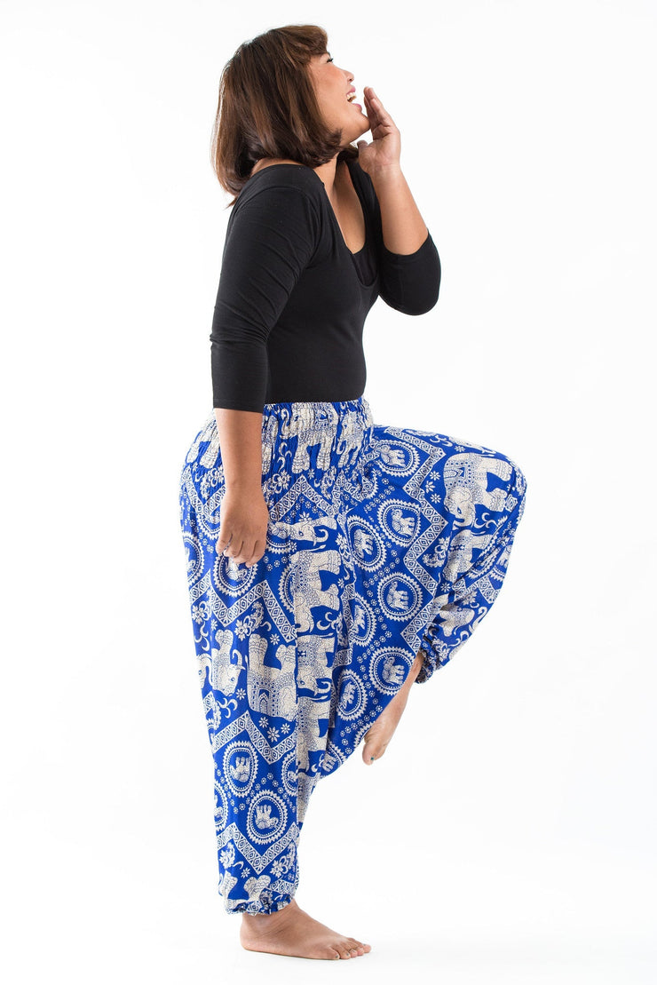 Plus Size Imperial Elephant 2-in-1 Jumpsuit Elephant Pants in Blue