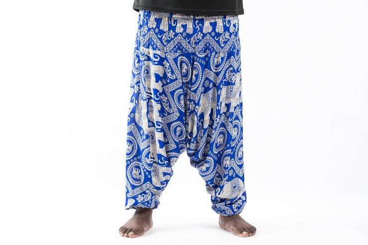 Plus Size Imperial Elephant Drop Crotch Men's Elephant Pants in Blue