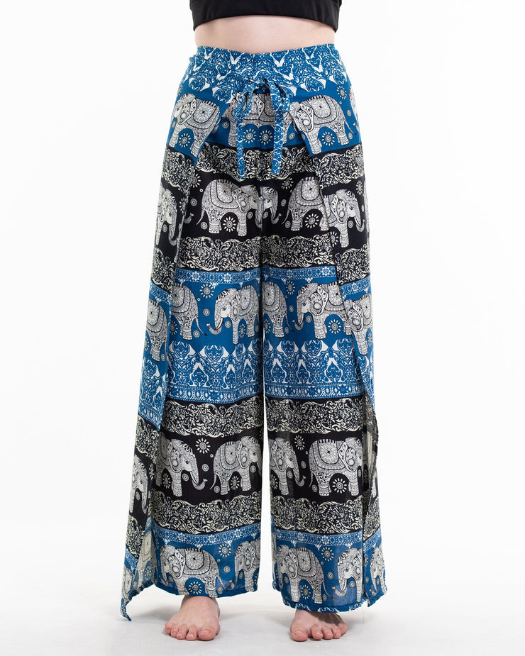 Divine Elephant Wrap Palazzo Style Harem Pants in Blue