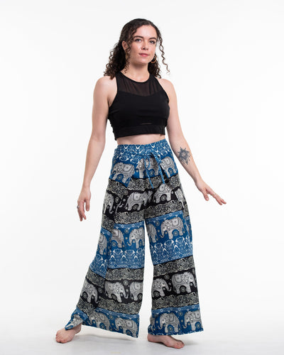 Divine Elephant Wrap Palazzo Style Harem Pants in Blue