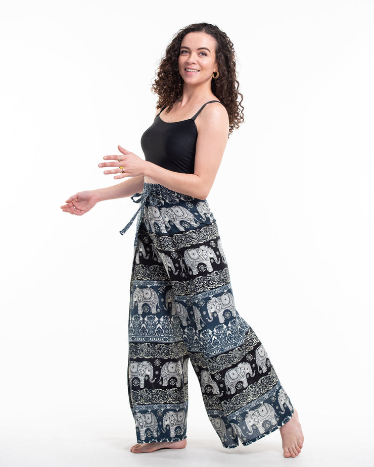 Divine Elephant Wrap Palazzo Style Harem Pants in Navy