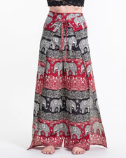 Divine Elephant Wrap Palazzo Style Harem Pants in Red