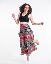 Divine Elephant Wrap Palazzo Style Harem Pants in Red