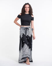 Blooming Vines Wrap Palazzo Style Harem Pants in Black