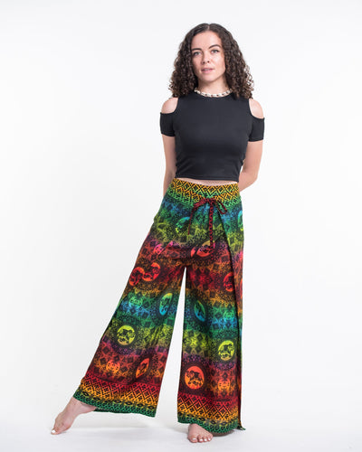 Rainbow Elephant Wrap Palazzo Style Elephant Pants in Orange