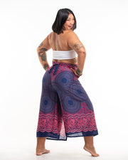 Plus Size Geometric Mandalas Wrap Palazzo Style Harem Pants in Blue