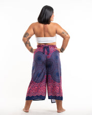 Plus Size Geometric Mandalas Wrap Palazzo Style Harem Pants in Blue