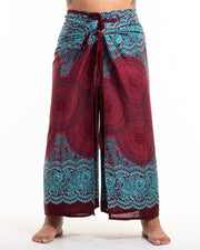 Plus Size Geometric Mandalas Wrap Palazzo Style Harem Pants in Red