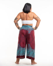 Plus Size Geometric Mandalas Wrap Palazzo Style Harem Pants in Red