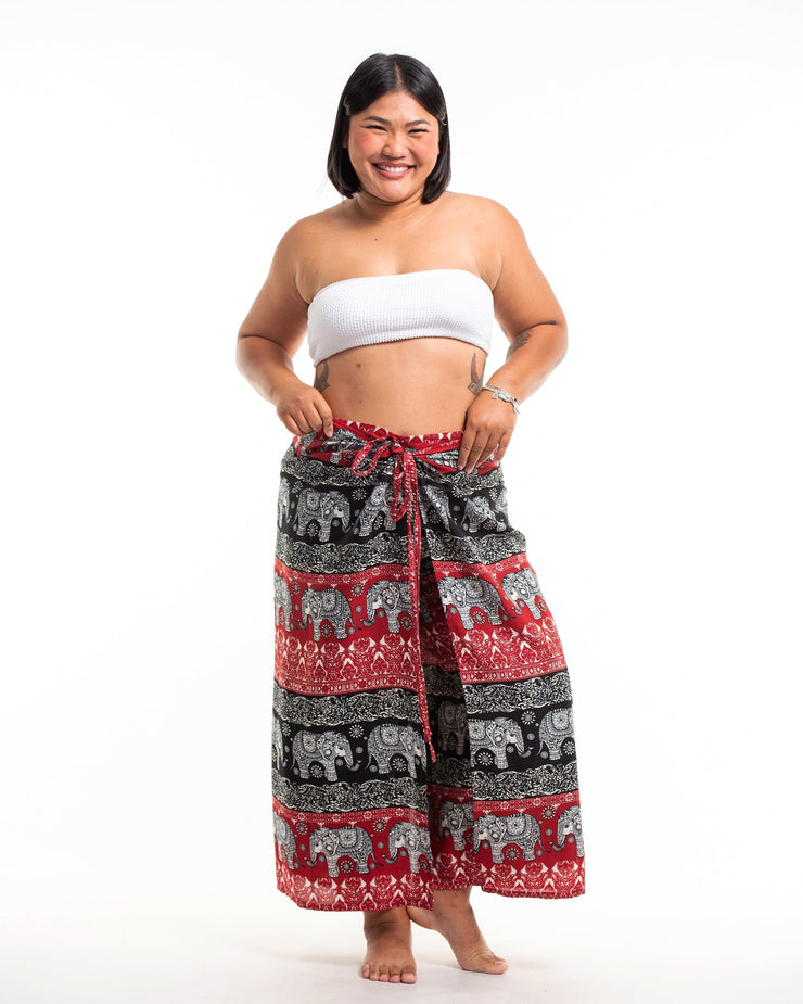 Plus Size Divine Elephant Wrap Palazzo Style Harem Pants in Red