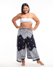 Plus Size Blooming Vines Wrap Palazzo Style Harem Pants in Navy