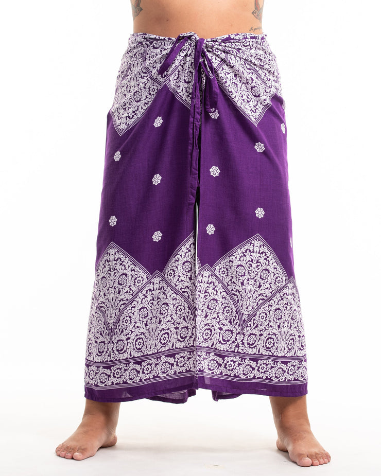 Plus Size Blooming Vines Wrap Palazzo Style Harem Pants in Purple