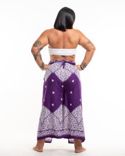 Plus Size Blooming Vines Wrap Palazzo Style Harem Pants in Purple