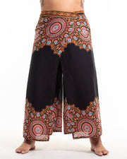 Plus Size Feather Mandalas Wrap Palazzo Style Harem Pants in Black