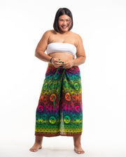 Plus Size Rainbow Elephant Wrap Palazzo Style Elephant Pants in Green