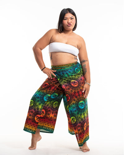 Plus Size Rainbow Elephant Wrap Palazzo Style Elephant Pants in Orange