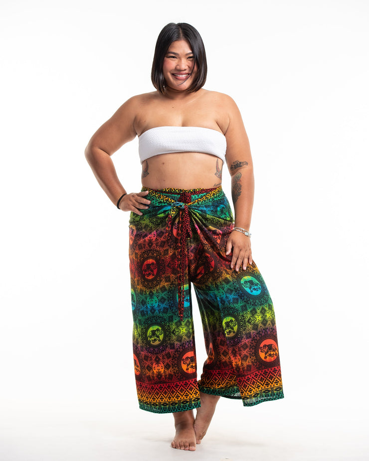 Plus Size Rainbow Elephant Wrap Palazzo Style Elephant Pants in Orange